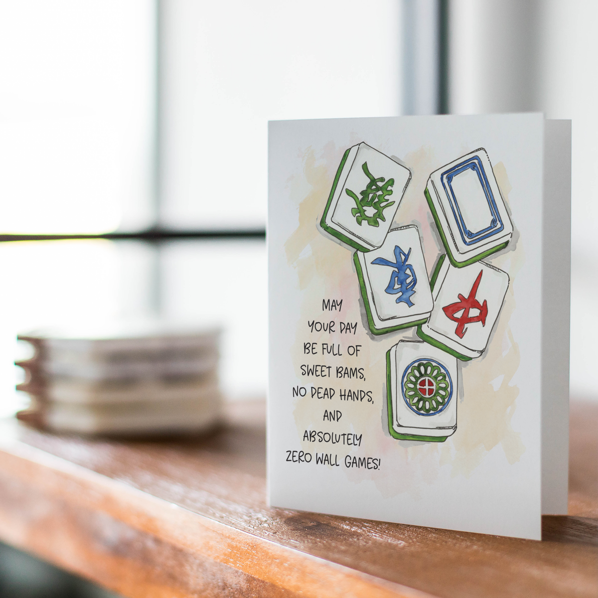 Mahjong Tile Game Mahjong Greeting Card