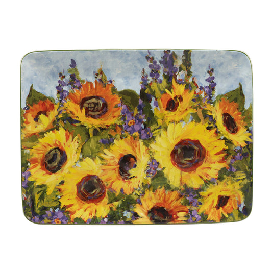 Sunflower Bouquet Rectangular Platter 16in x 12in