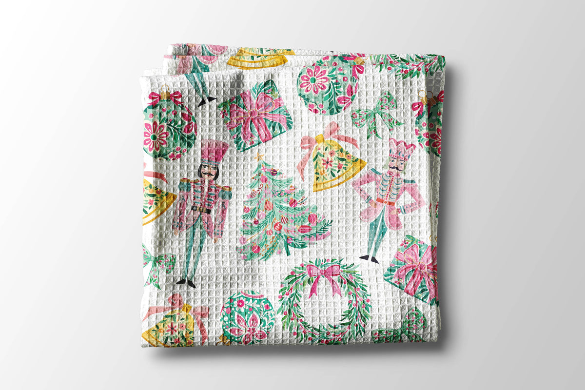 Nutcracker Pink Chinoiserie Christmas Towel