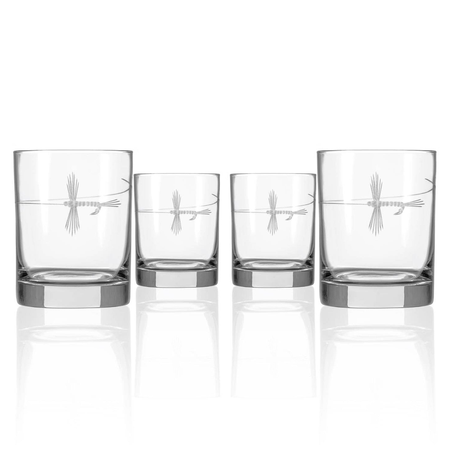 Fly Fishing Double Old Fashioned Glass