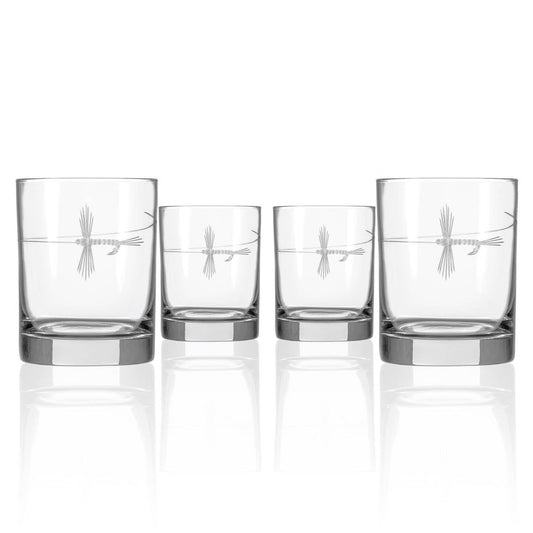 Fly Fishing Double Old Fashioned Glass