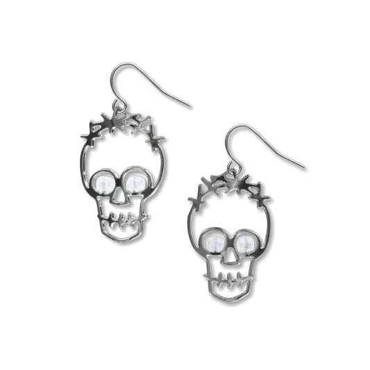 Two Skulls Crystal Earrings