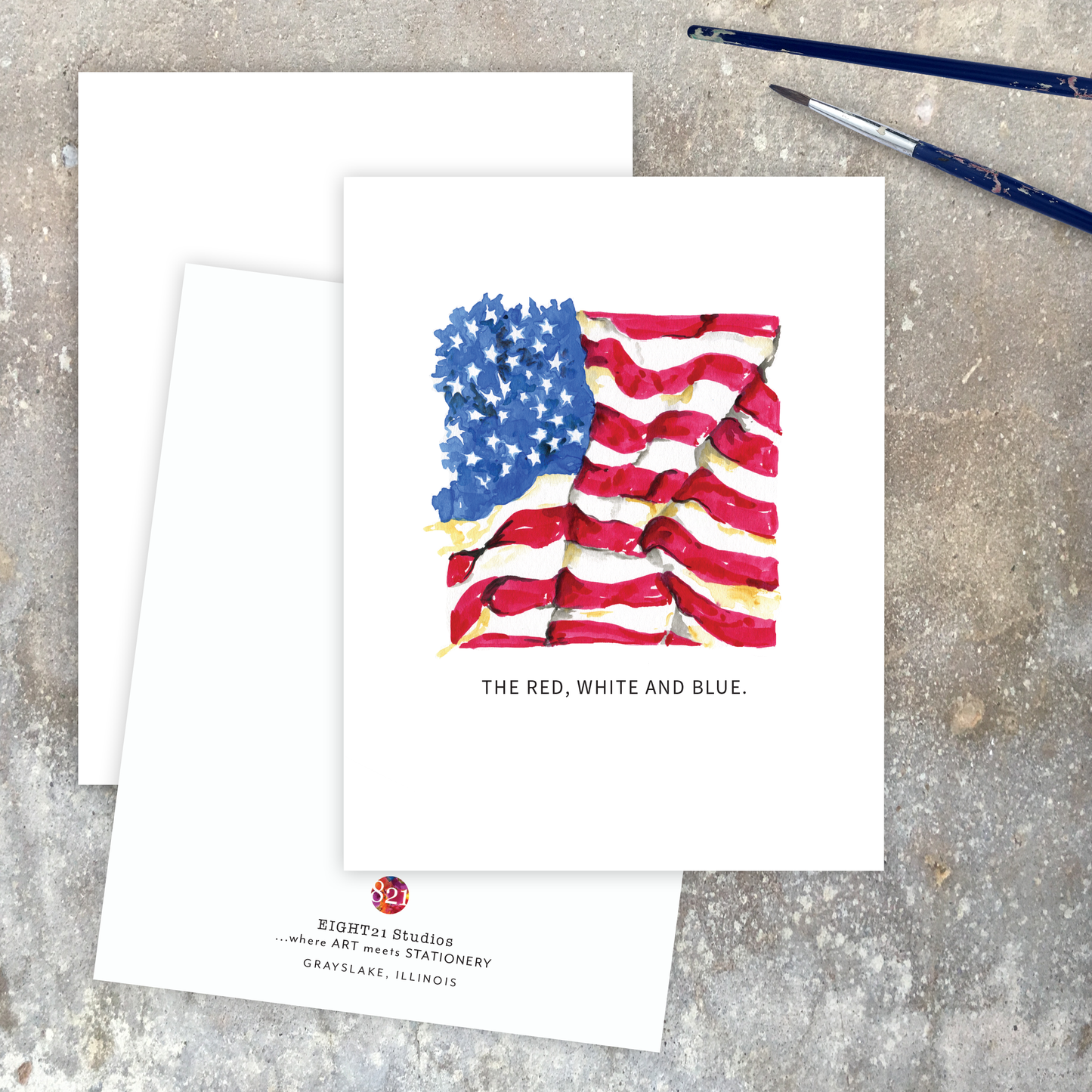 Red White and Blue American Flag Card