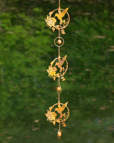 Flamed Triple Hummingbird & Lily Ornament
