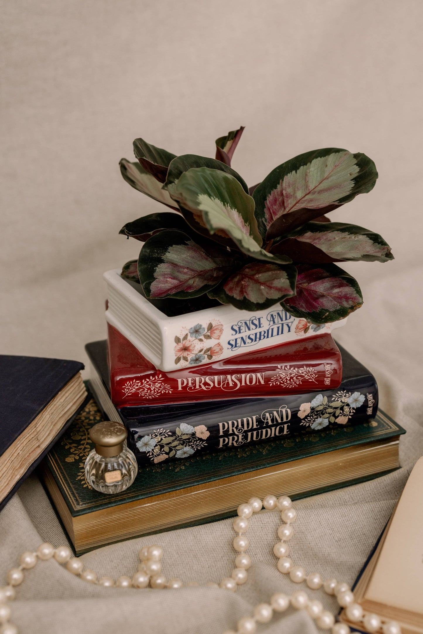 Stacked Books Planter Jane Austen