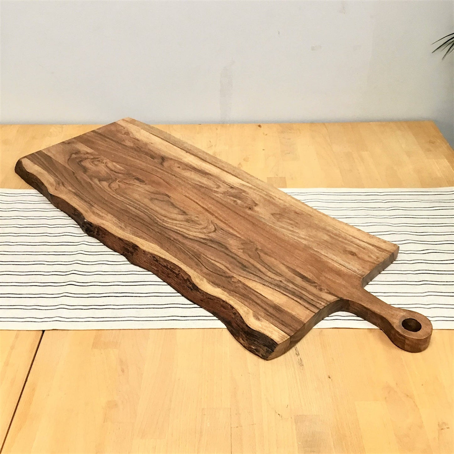 Large Slim Rectangle Acacia Wood Cutting Board w/ Handle