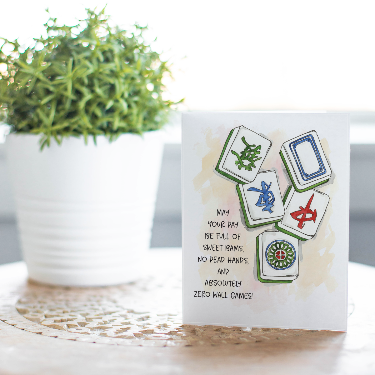 Mahjong Tile Game Mahjong Greeting Card