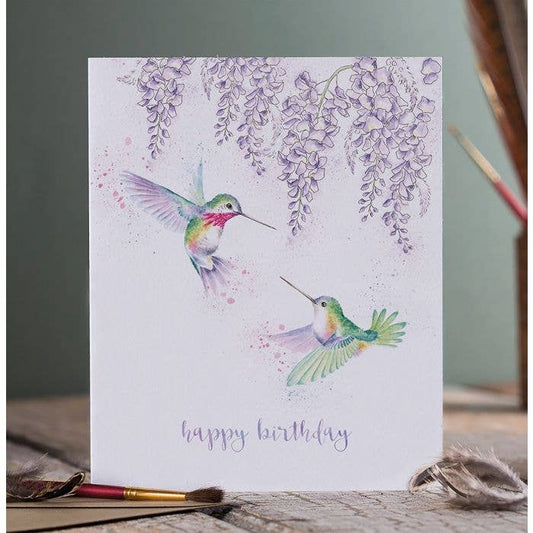 Wisteria Wishes - Birthday Hummingbird Card