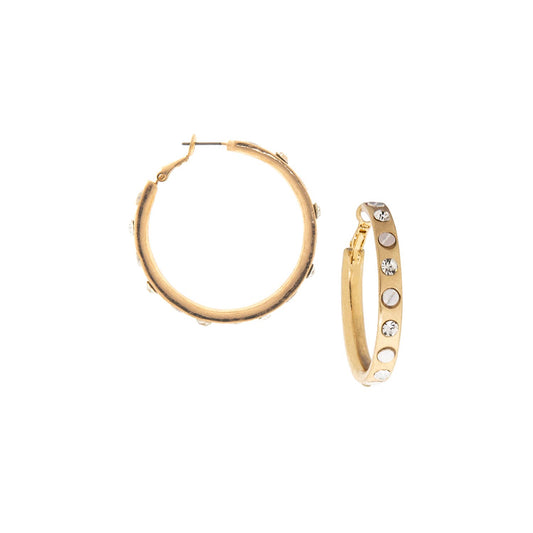 nailhead gemstone hoop: Silver-gold