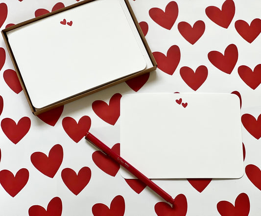 Red Hearts Flat Notecards