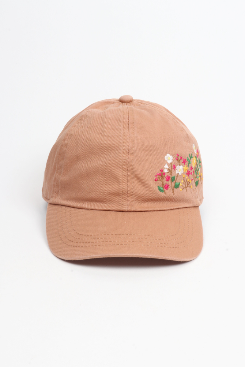 Flowers Side Cotton Baseball Cap: SAGE