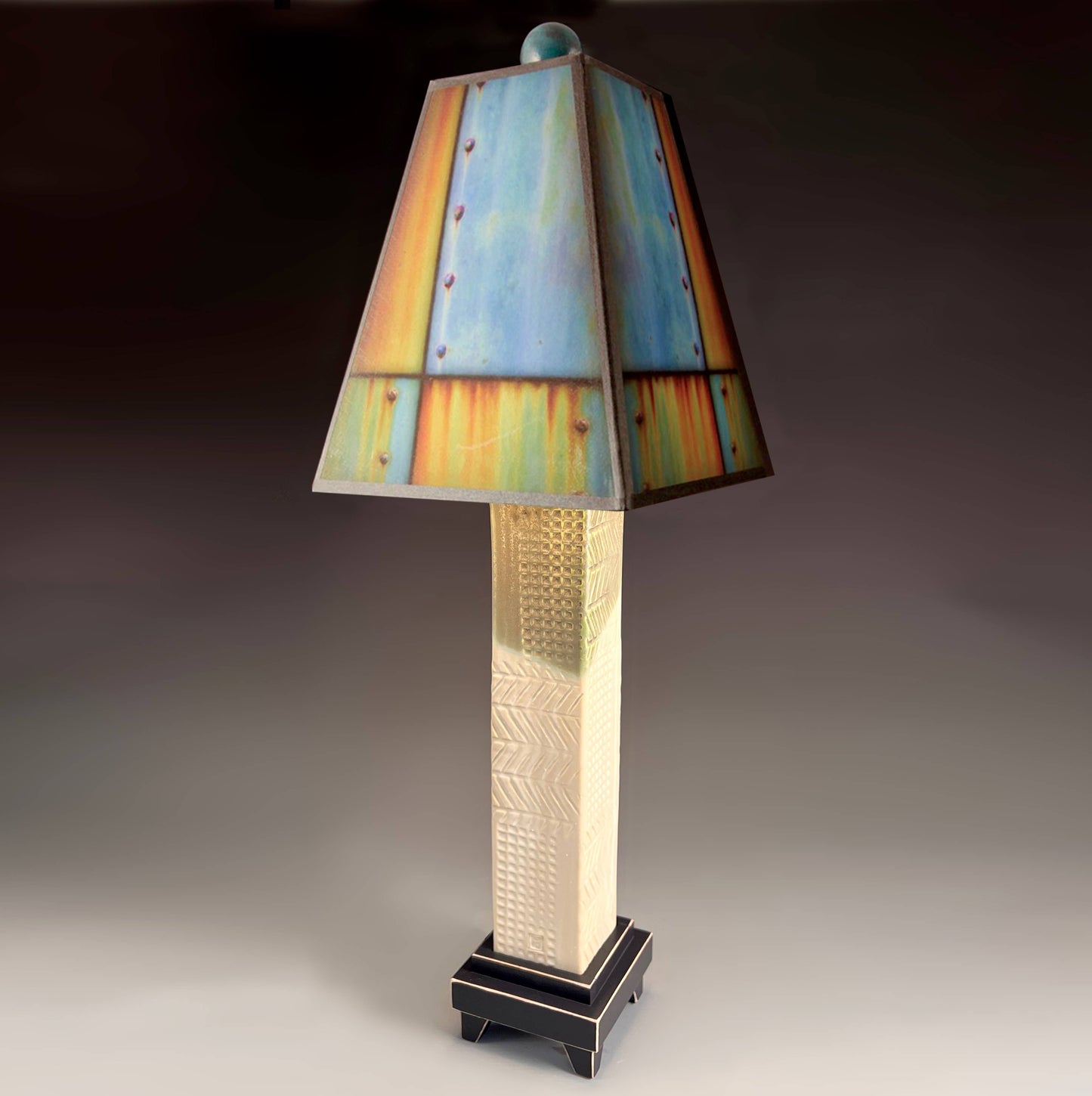 F - Ross Collage Lamp: Brown Stoneware