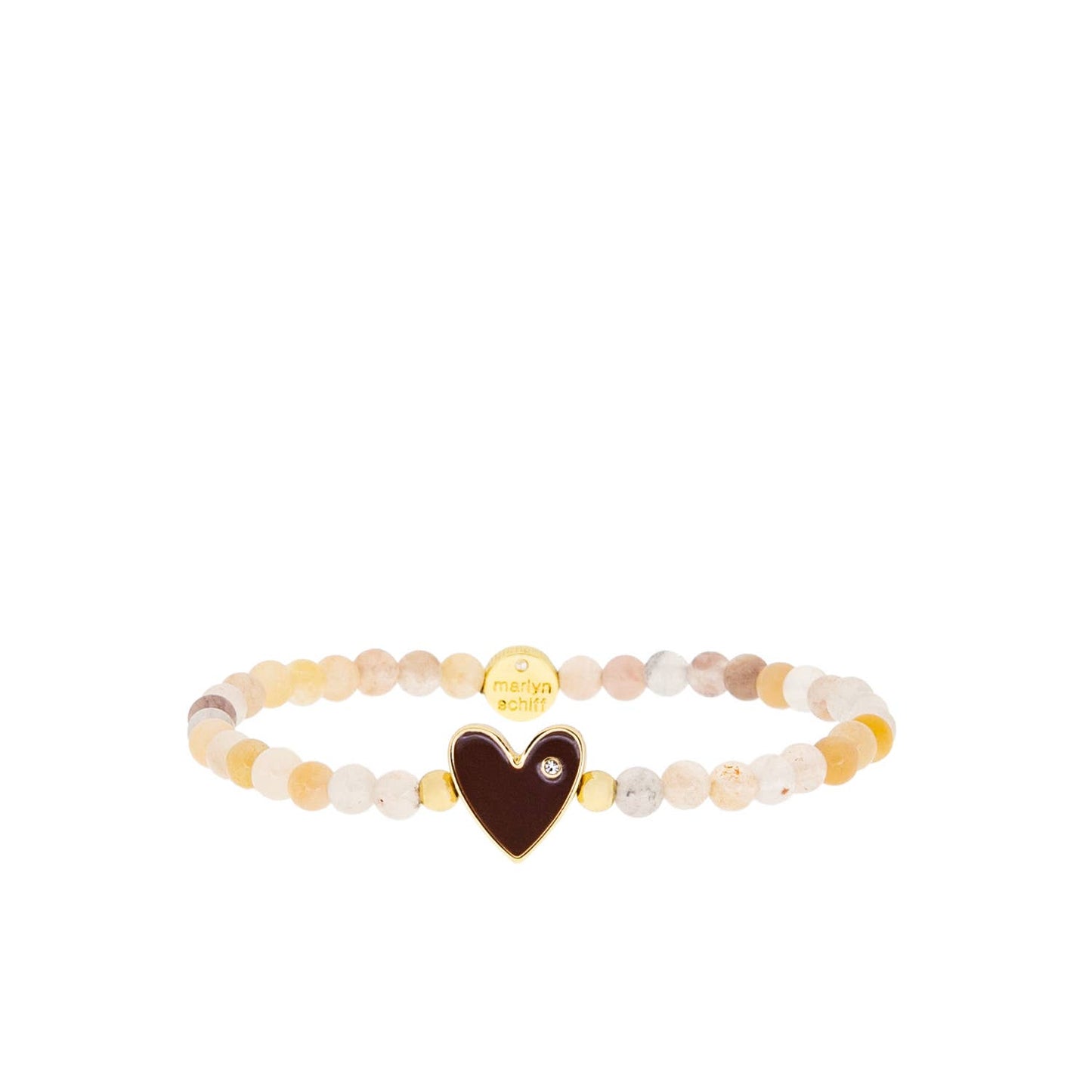 semi precious stone bracelet with heart: Gold-labradorite