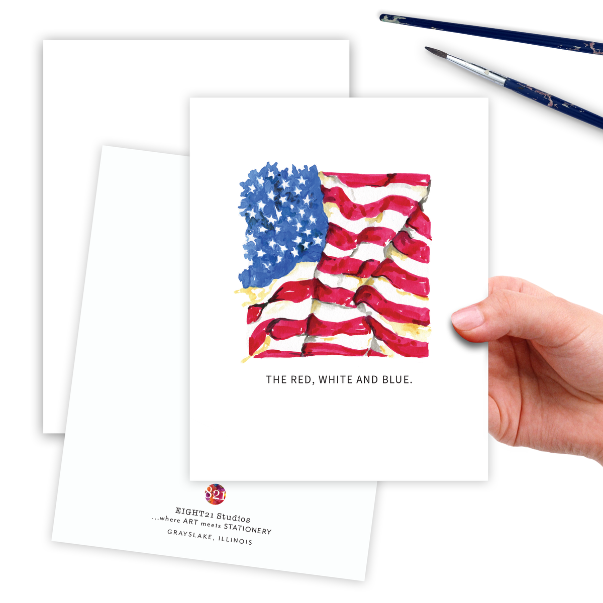 Red White and Blue American Flag Card