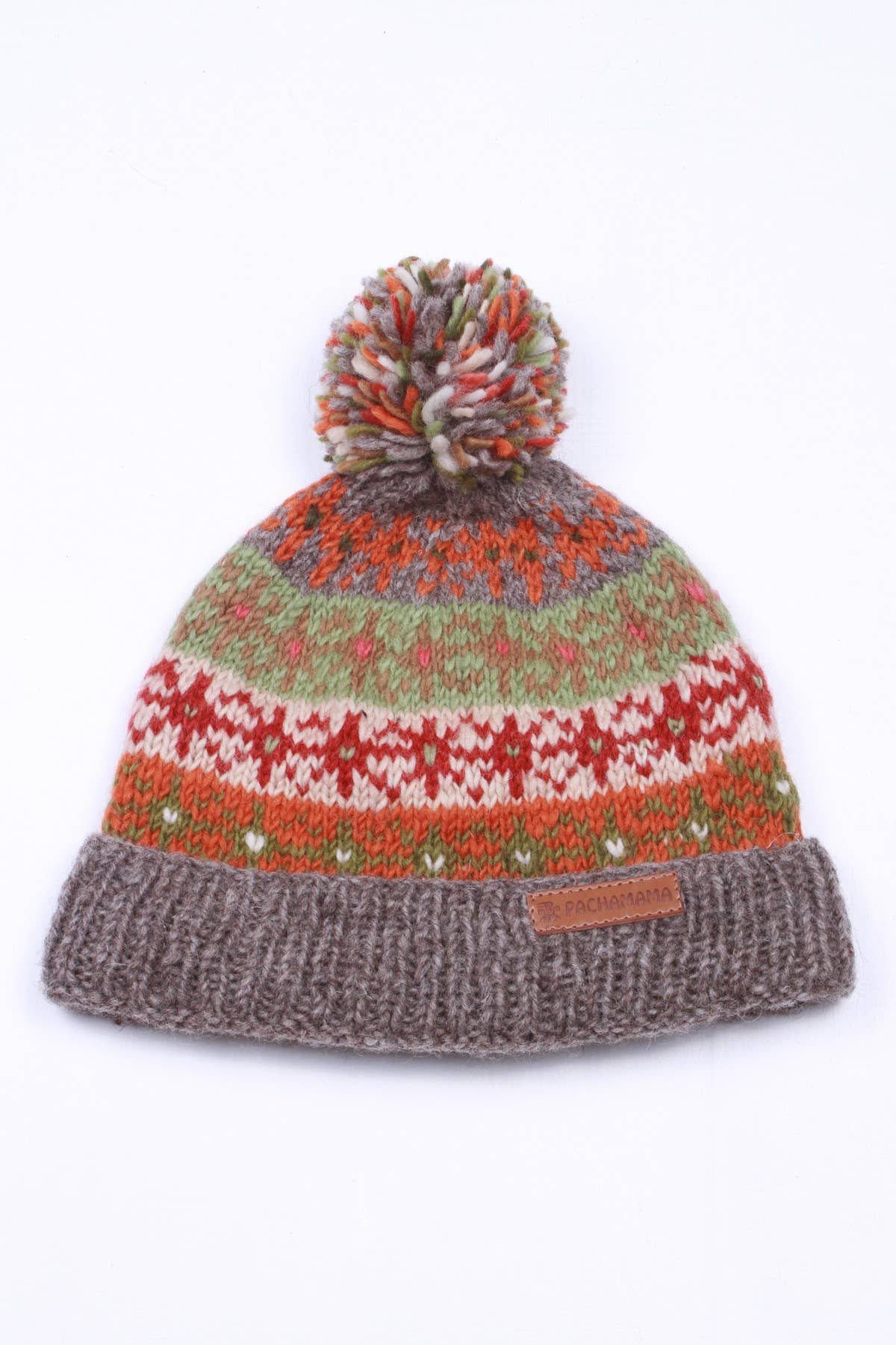 Oban Soft Autumnal Fair Isle Roll Back Bobble Beanie One Colour