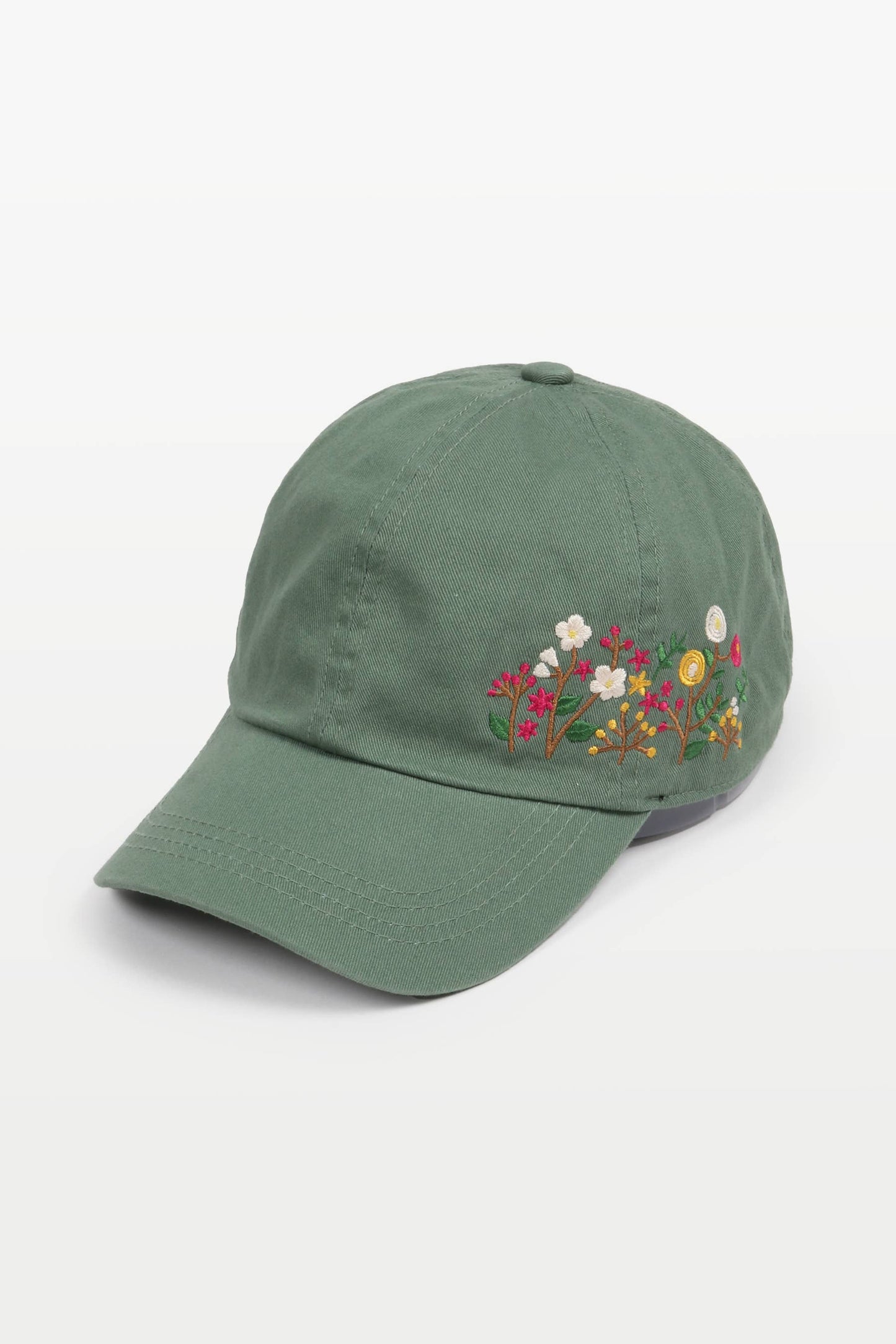 Flowers Side Cotton Baseball Cap: Beige