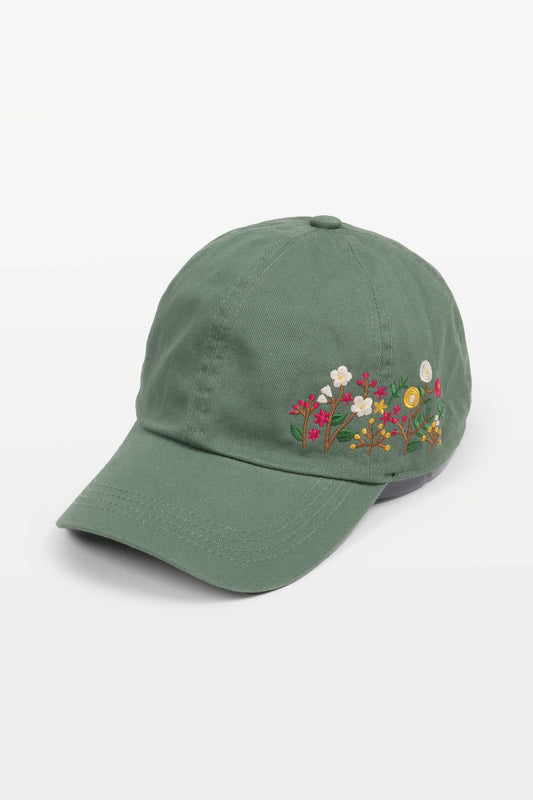 Flowers Side Cotton Baseball Cap: SAGE