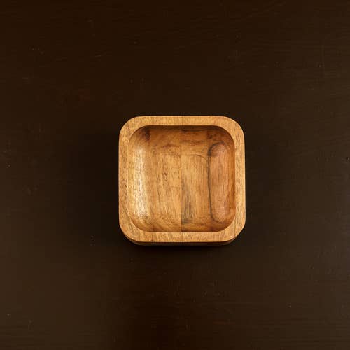 Rounded Square Wooden Nut/Dip Bowl