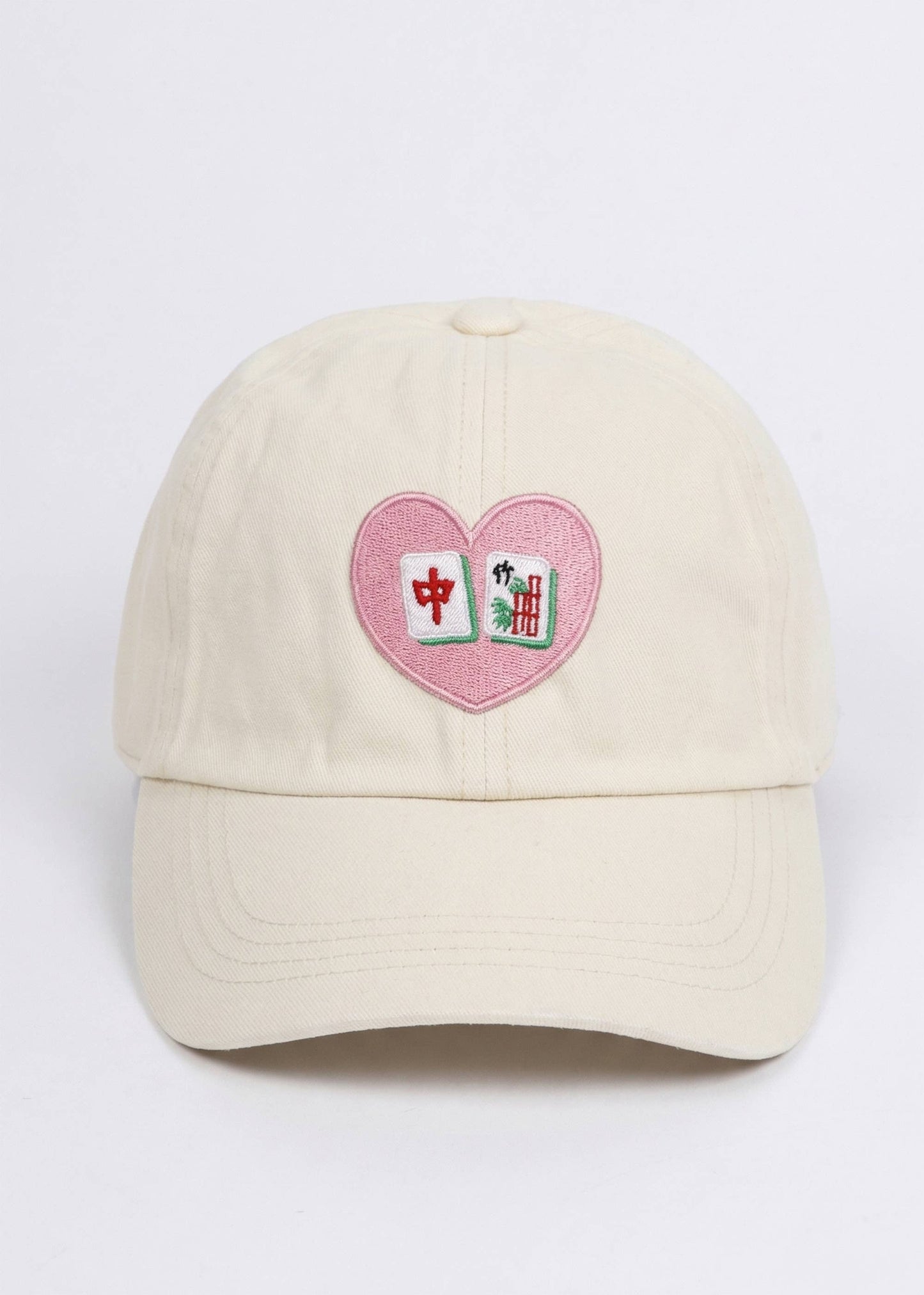 MAHJONG Heart Tiles Baseball Cap White