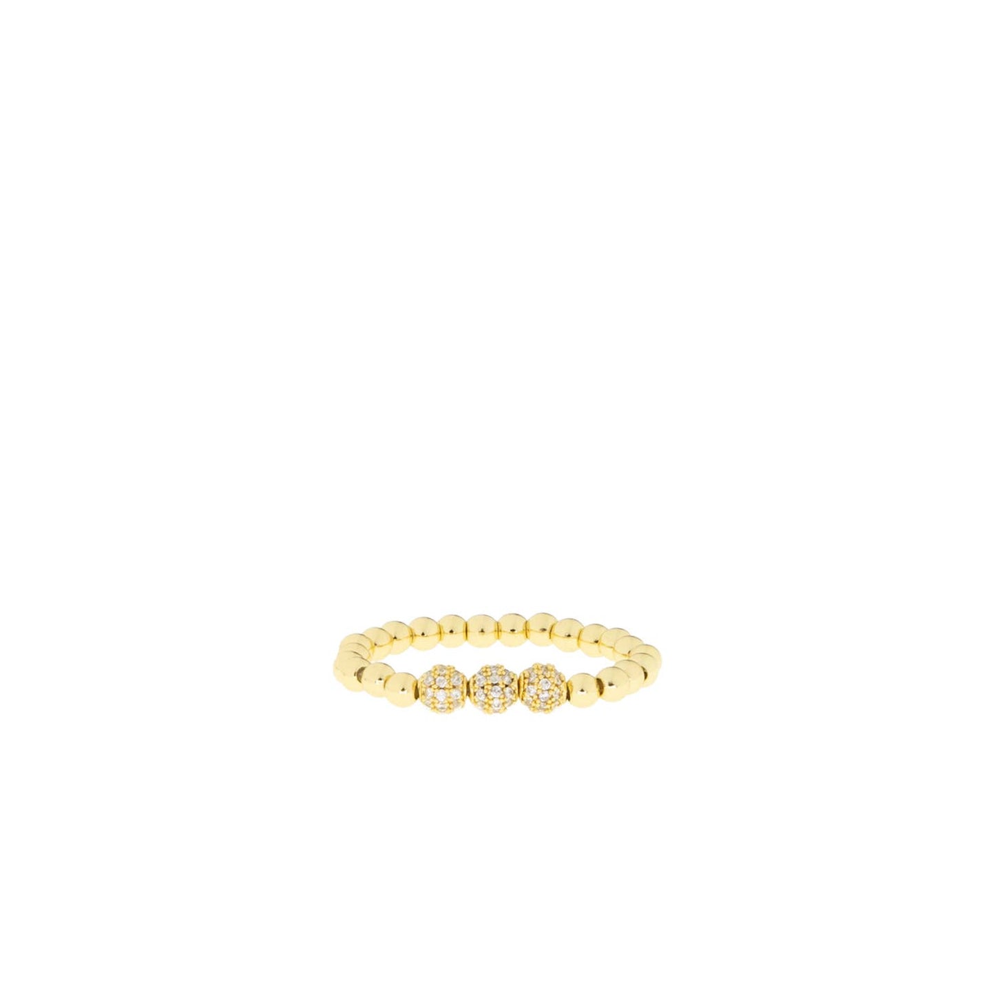 Triple Pave Stretch Ring: Yellow Gold