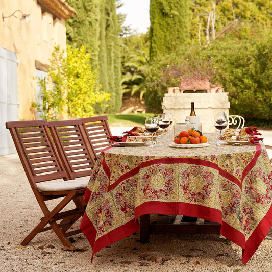 Winter Garden Red & Green | French Tablecloths: 59" x 86"