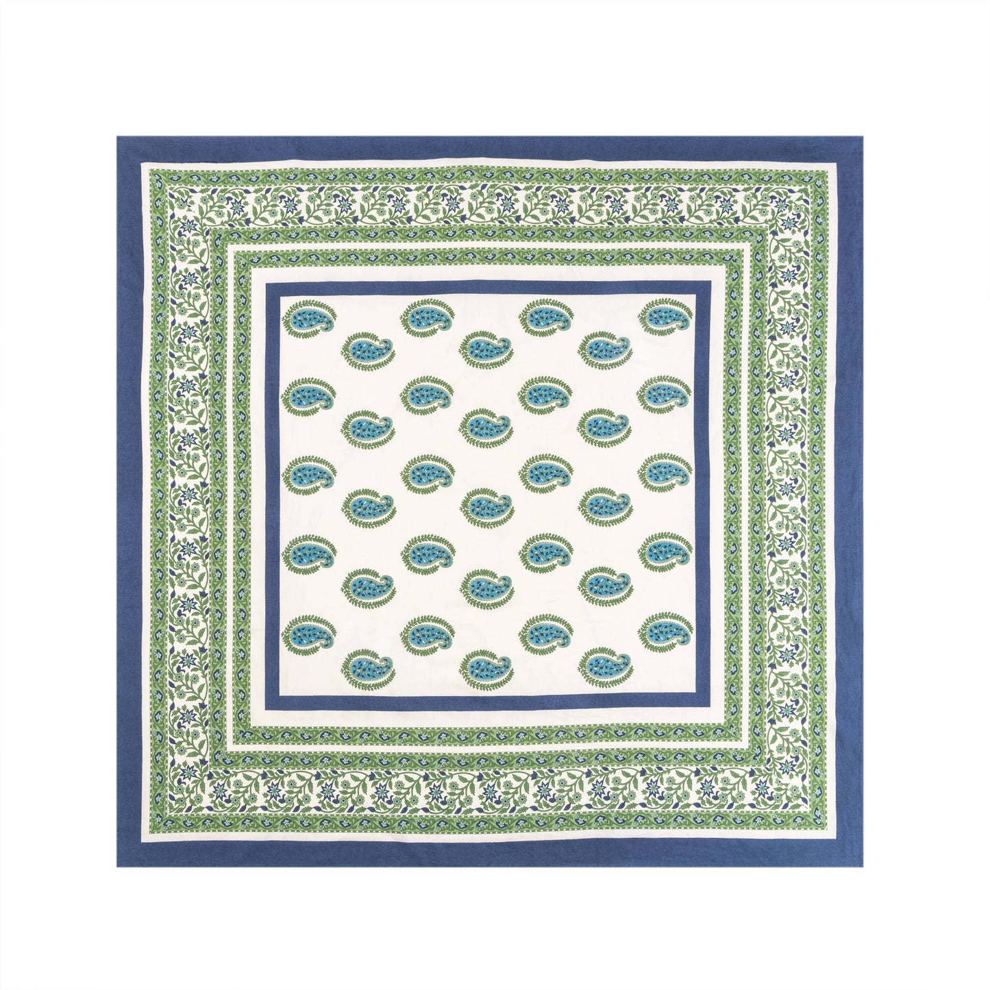 Cassis Blue & Green Tablecloth: 59" x 59"