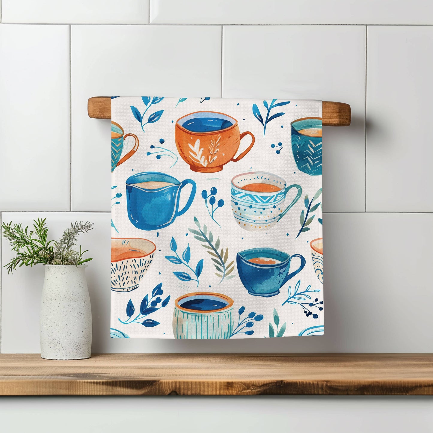 Tea Cup Room Shop Teacup Coffee Waffle Kitchen Towel