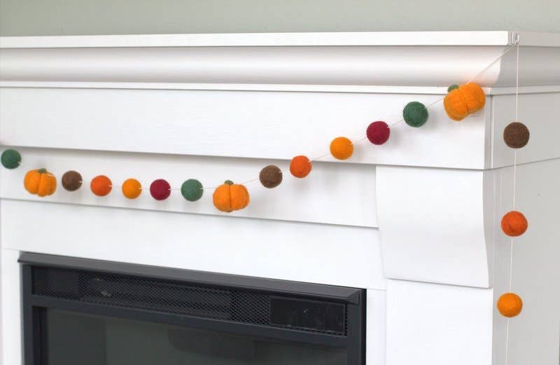 Pumpkin Garland- Burgundy Orange Green Brown