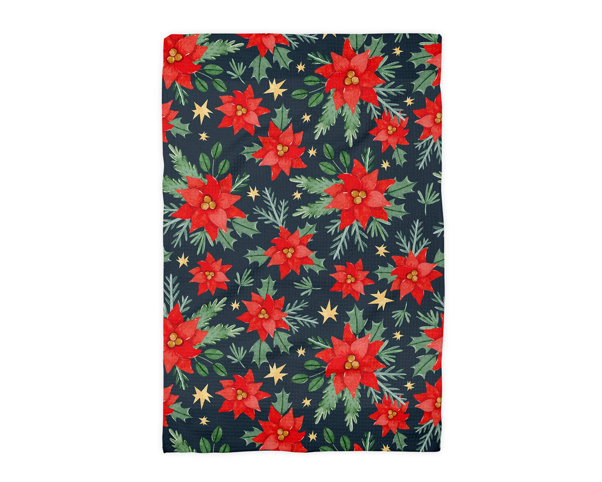 Christmas Poinsettia Kitchen Tea Towel