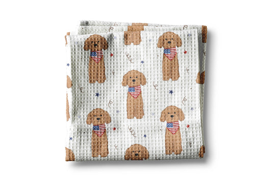 Dog Pet July 4 Patriotic Red White Blue Flag Towel