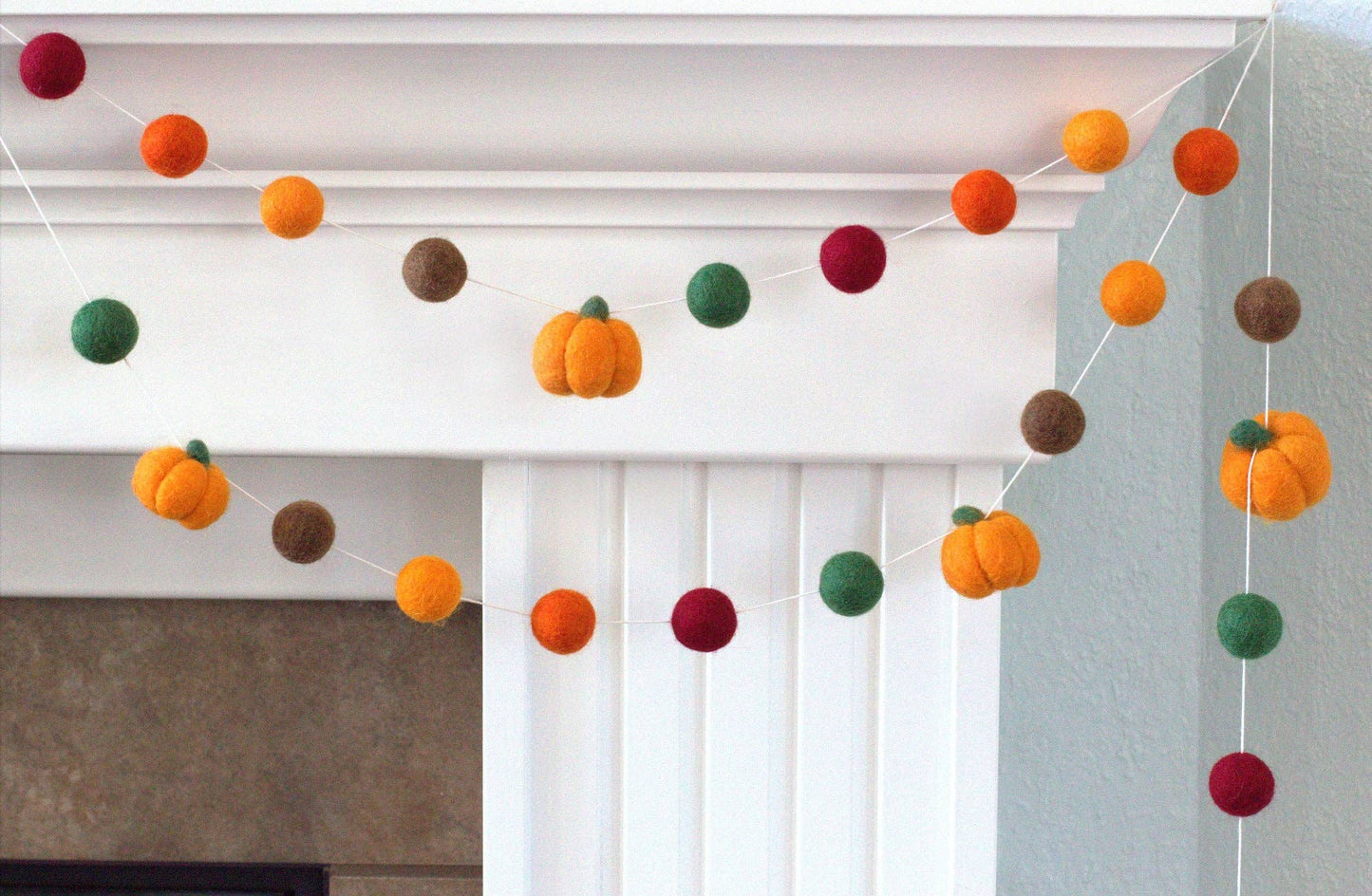 Pumpkin Garland- Burgundy Orange Green Brown
