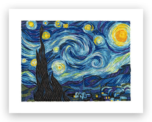 Quilled Starry Night, Van Gogh Wall Art (15 in. X 11in)