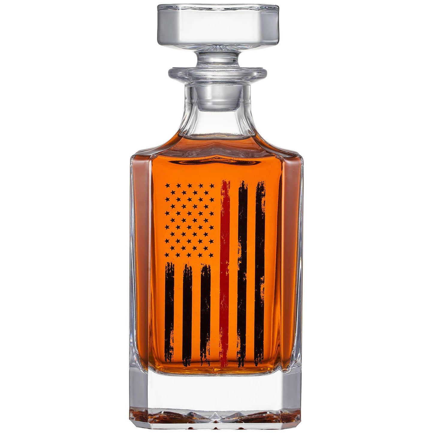 Firefighter Tactical Red Tattered American Flag Decanter Set