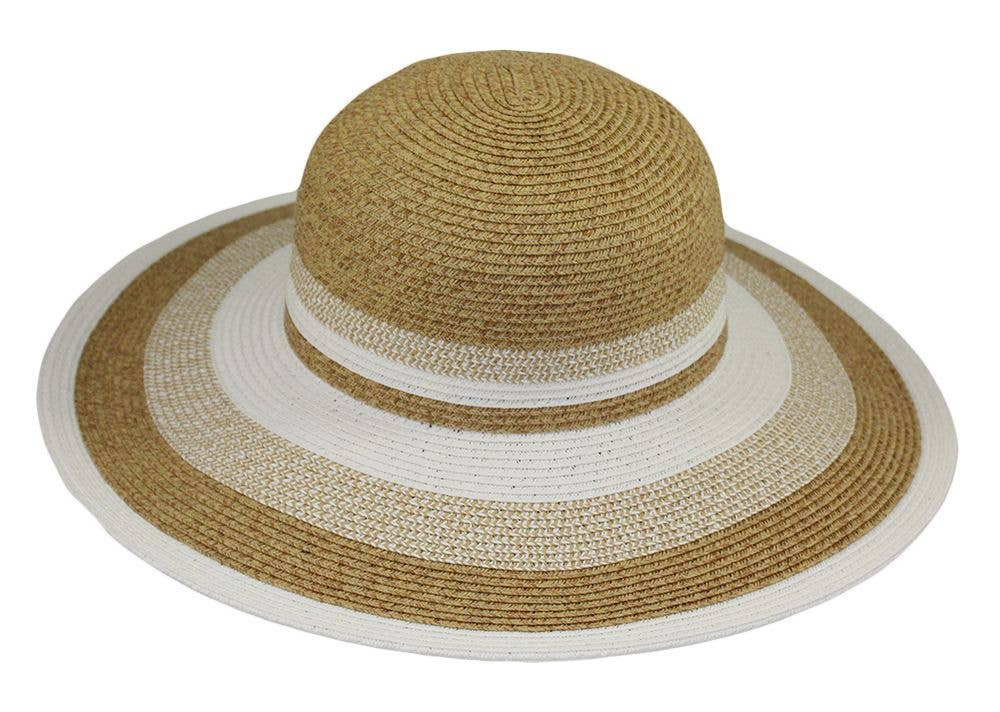 8077 Stripe Design Hat Spring: White