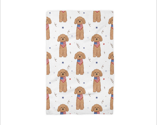 Dog Pet July 4 Patriotic Red White Blue Flag Towel