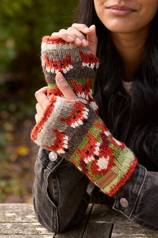 Skulk of Foxes Fingerless Gloves Red