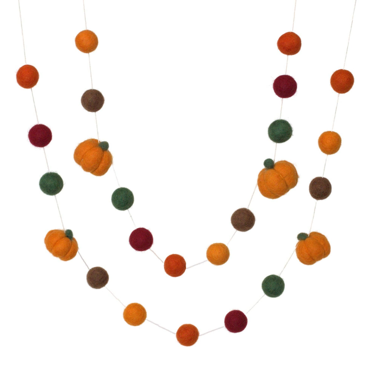 Pumpkin Garland- Burgundy Orange Green Brown