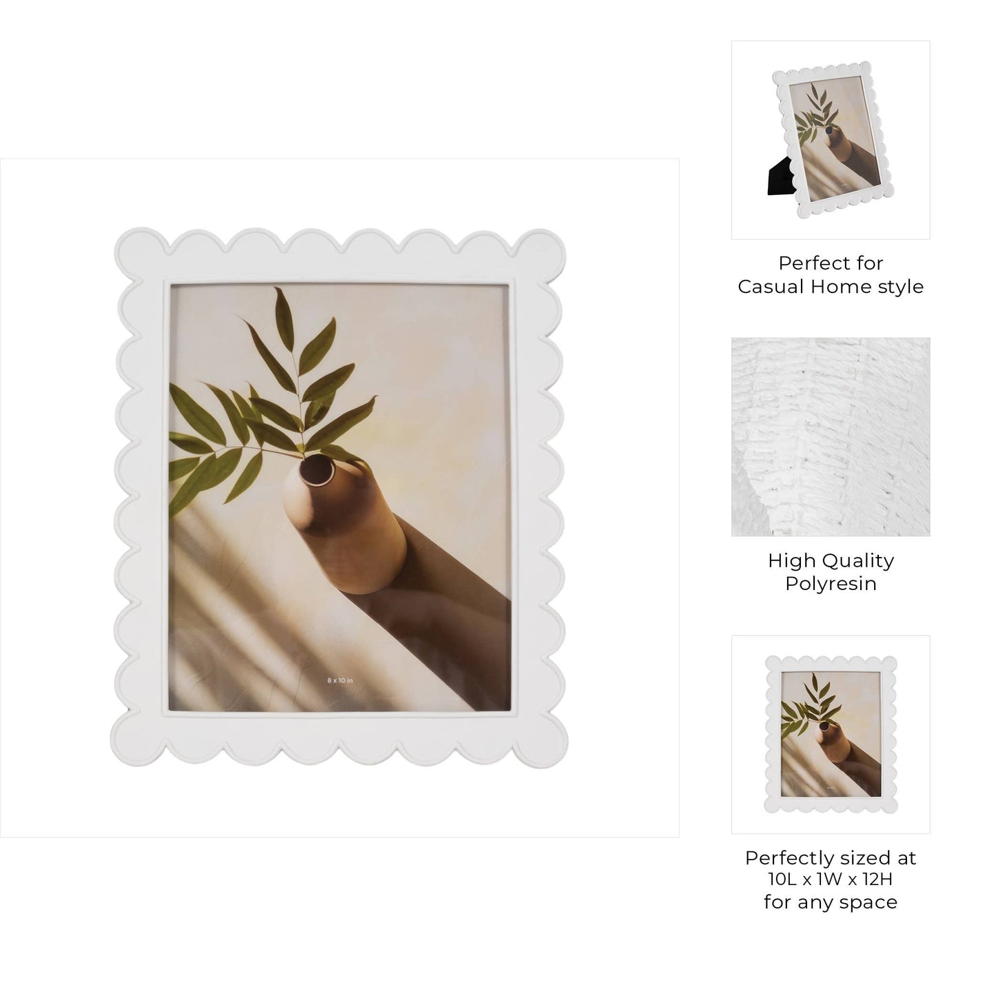 Resin Scallop Edge Frame White 8x10