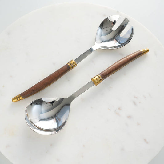 Driftwood & Gold Salad Servers, Set of 2