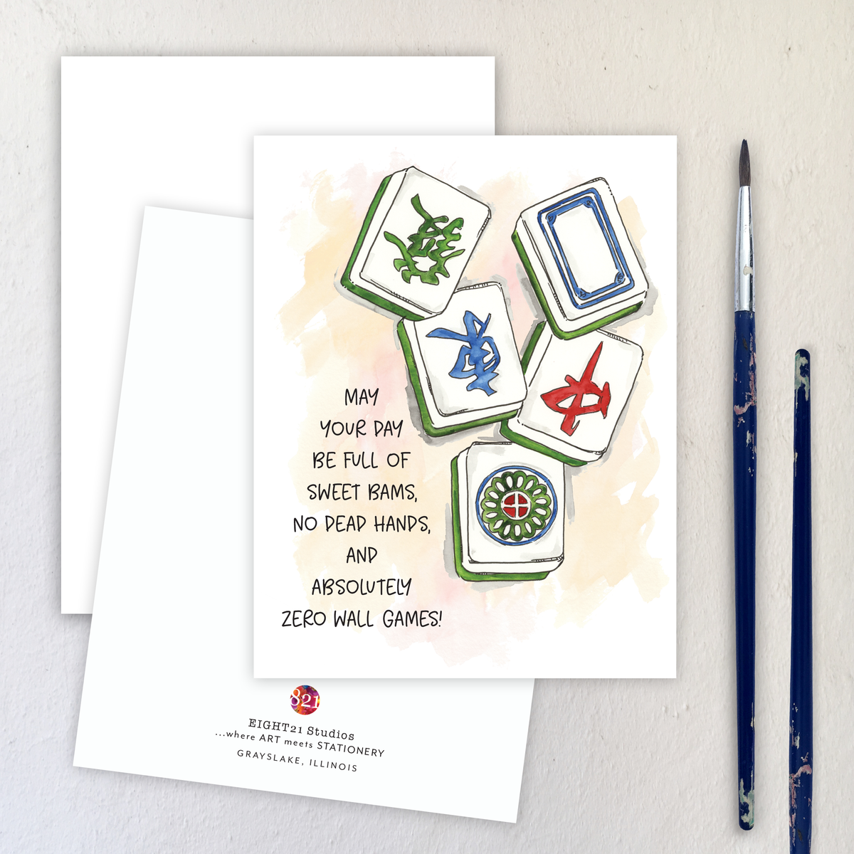 Mahjong Tile Game Mahjong Greeting Card