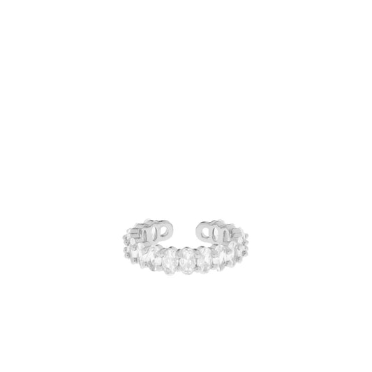Adjustable Pave Ring: Sterling Silver-Clear