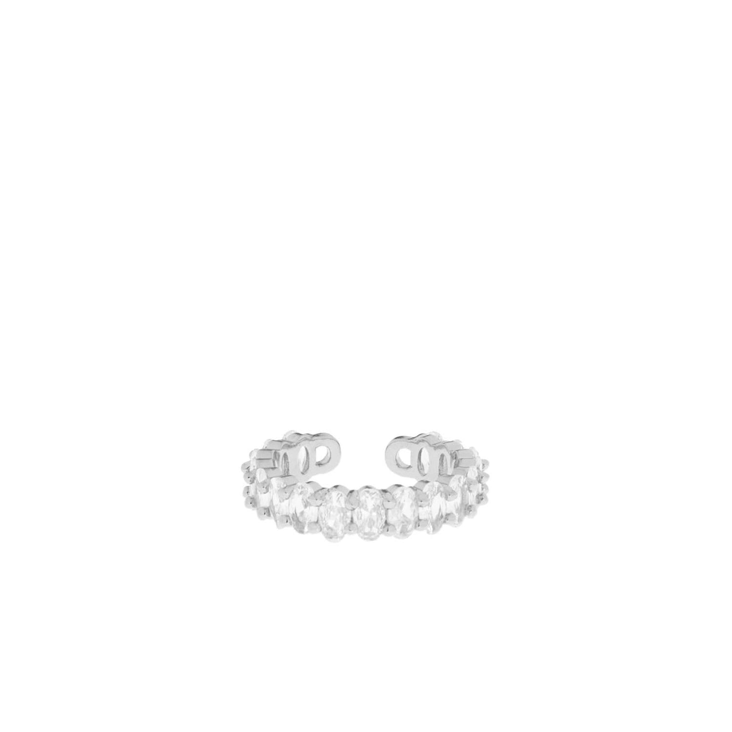 Adjustable Pave Ring: Gold Plated-Clear