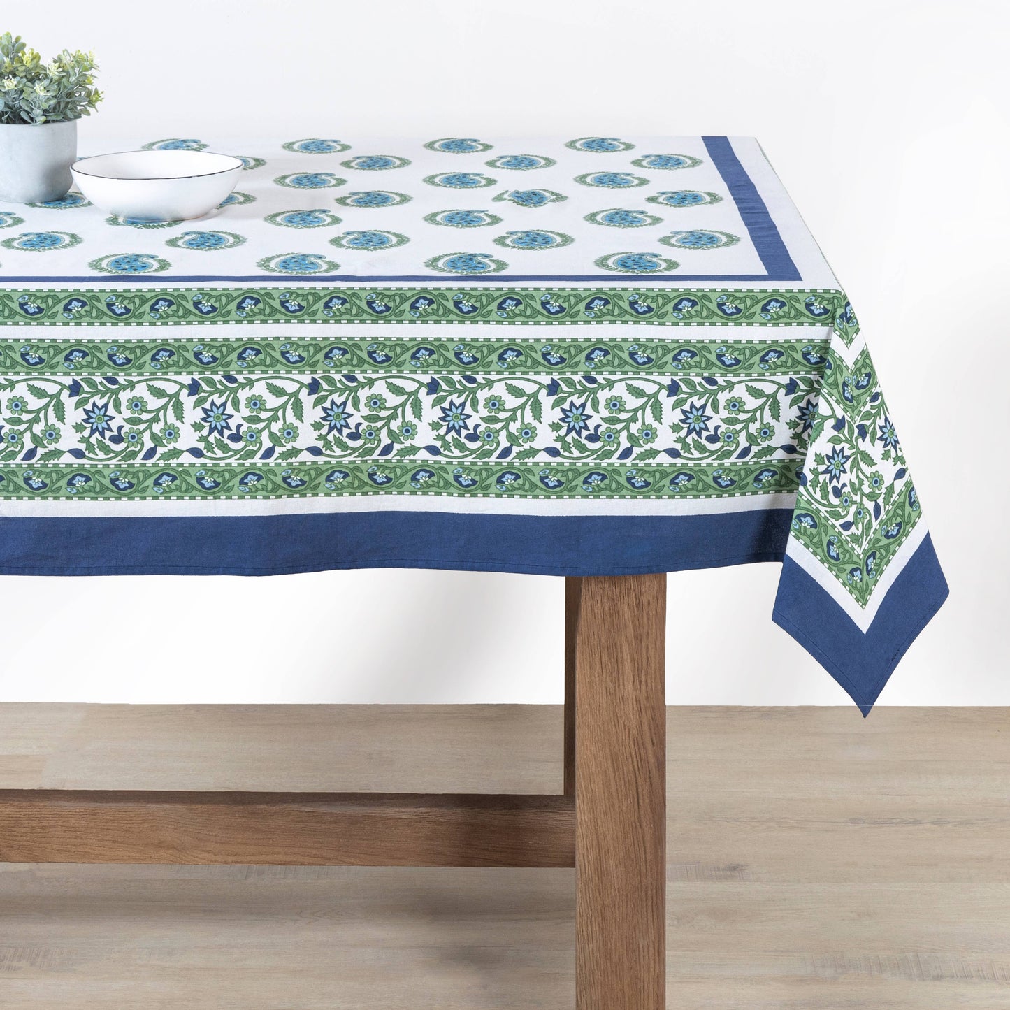 Cassis Blue & Green Tablecloth: 59" x 59"