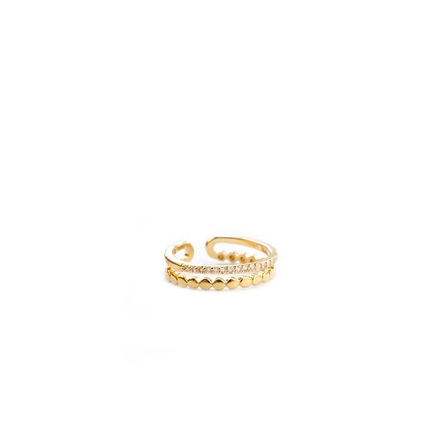 Adjustable Double Band Ring: Silver