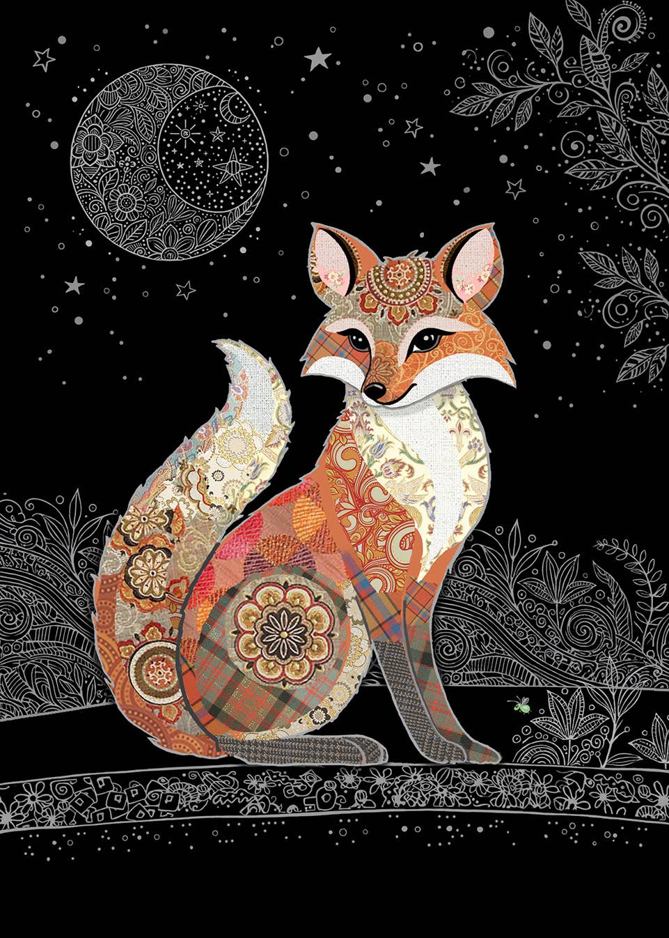 BLANK CARD Decorative Fox Bug Art