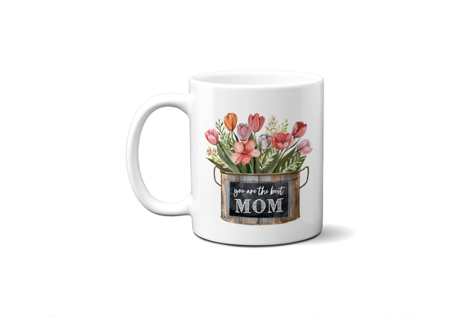 Best Mom Flower Mug Oval Pail 15oz