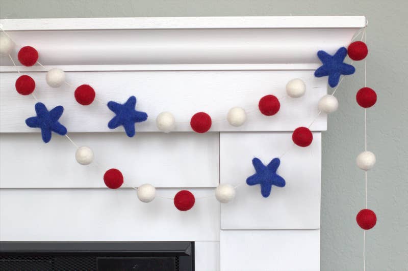 Fourth of July Star Garland - Felt Balls