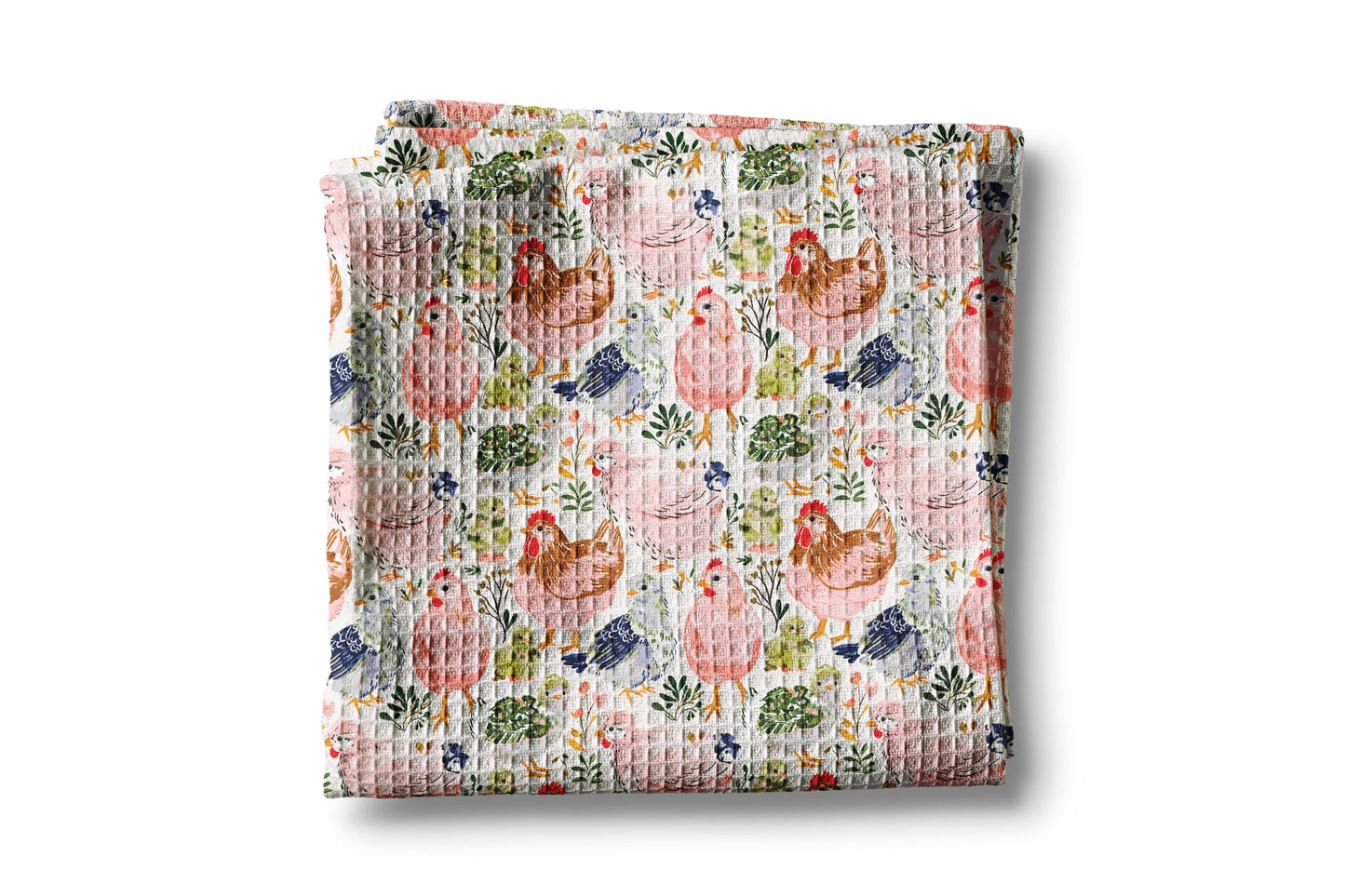 Chicken Chick Colorful Farm Garden Coop Floral Kitchen Towel