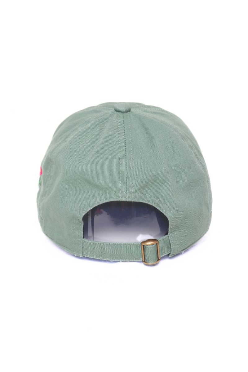 Flowers Side Cotton Baseball Cap: Beige