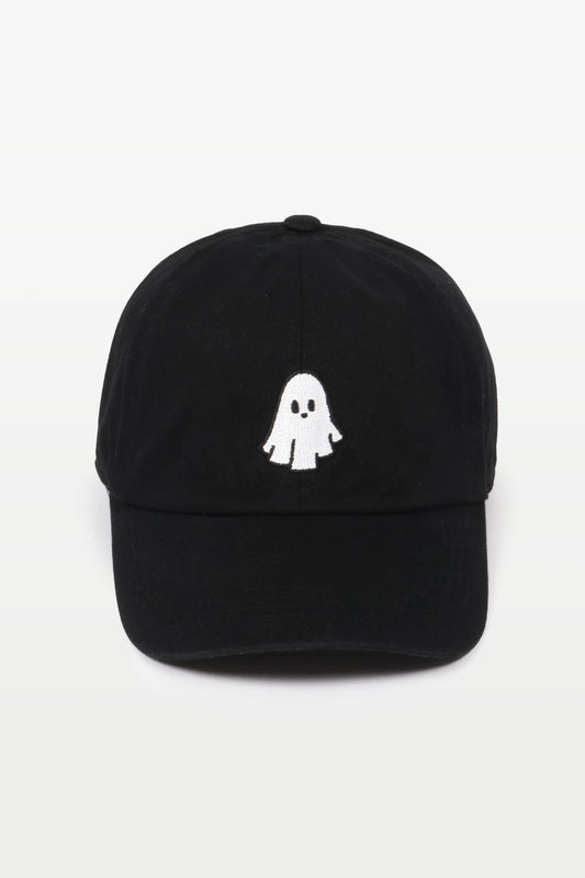Halloween Ghost Baseball Cap: Black